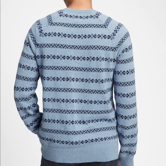Gap Mens Stripe Crewneck Sweater Pullover 100% Cotton L XL Blue Heather NWT - Picture 2 of 7